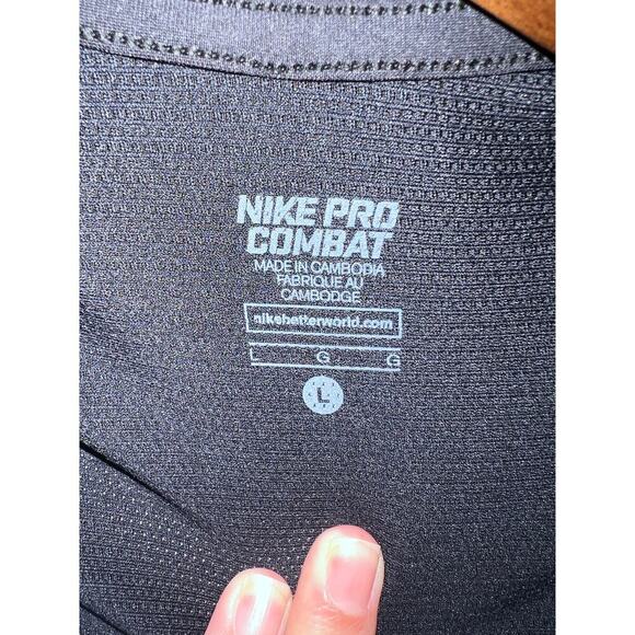 Nike Pro Combat shirt men size Large Black Army sports footbal jujitsu - Picture 9 of 9